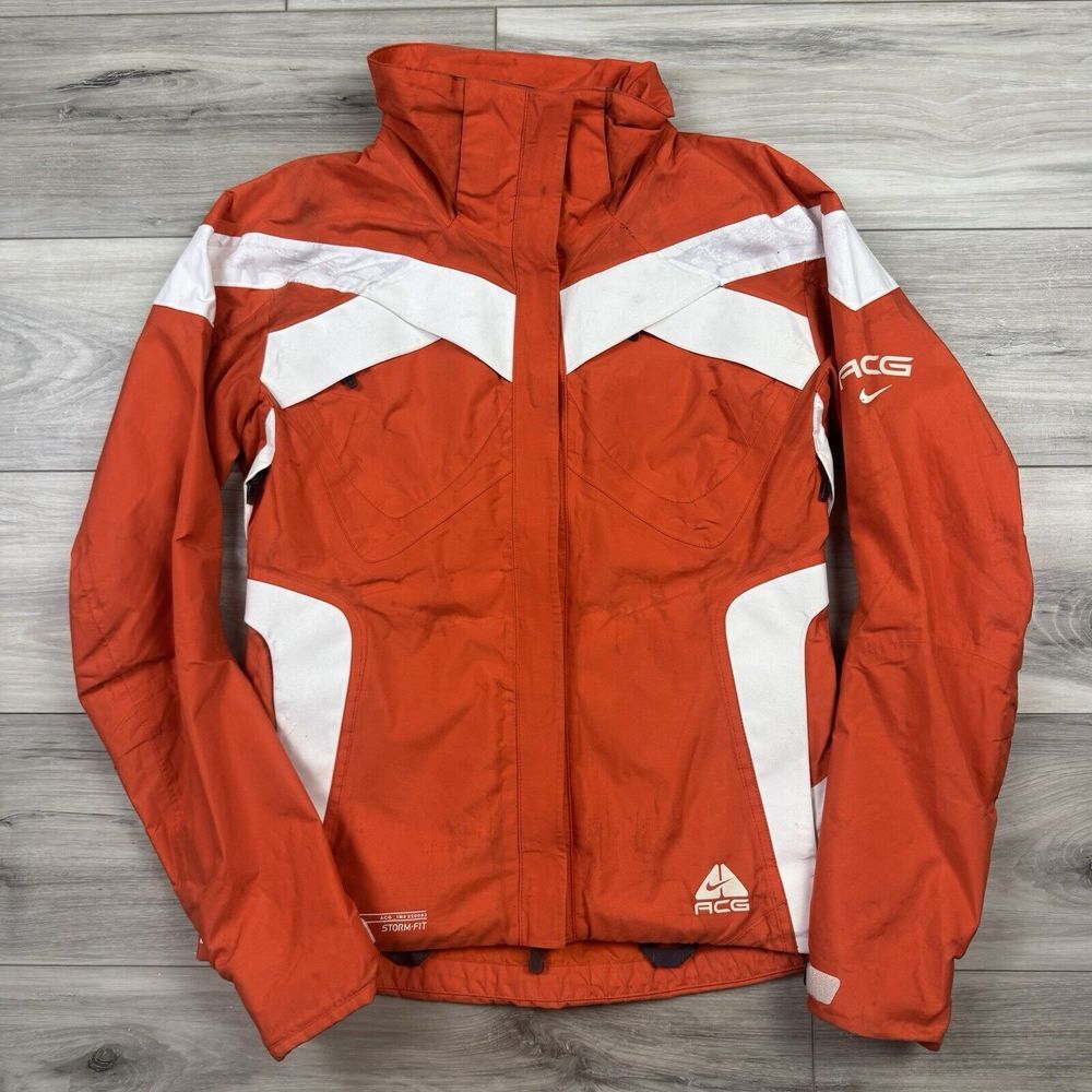 VTG Nike ACG Storm-Fit Jacket Women's XS Orange Outer Layer 3‎ Y2K Gorpcore Tech